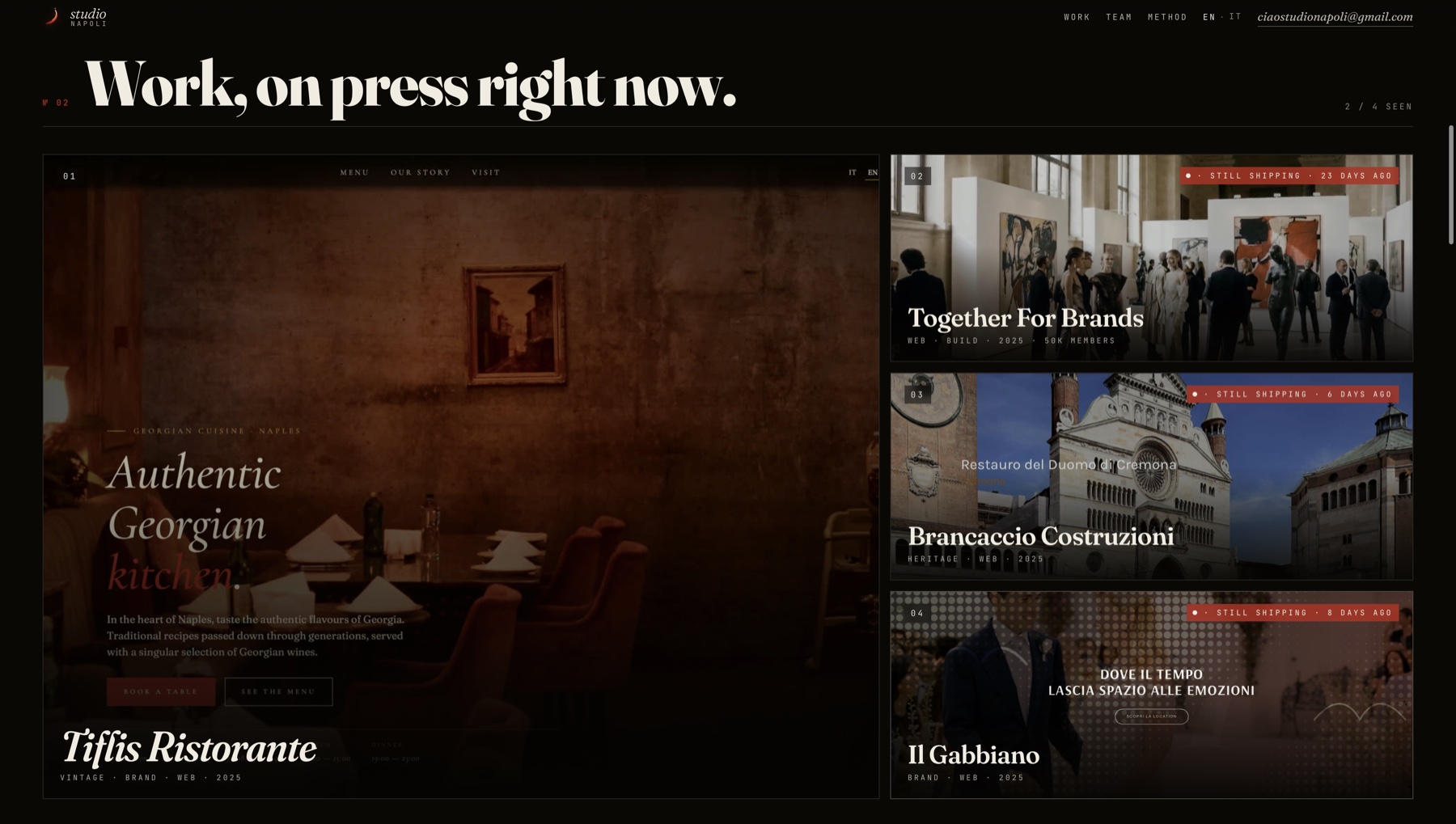 Studio Napoli — work index with client projects